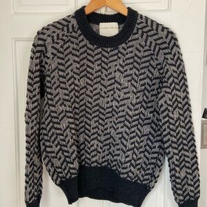 Stephan Schneider navy & grey herringbone 100% wool sweater
